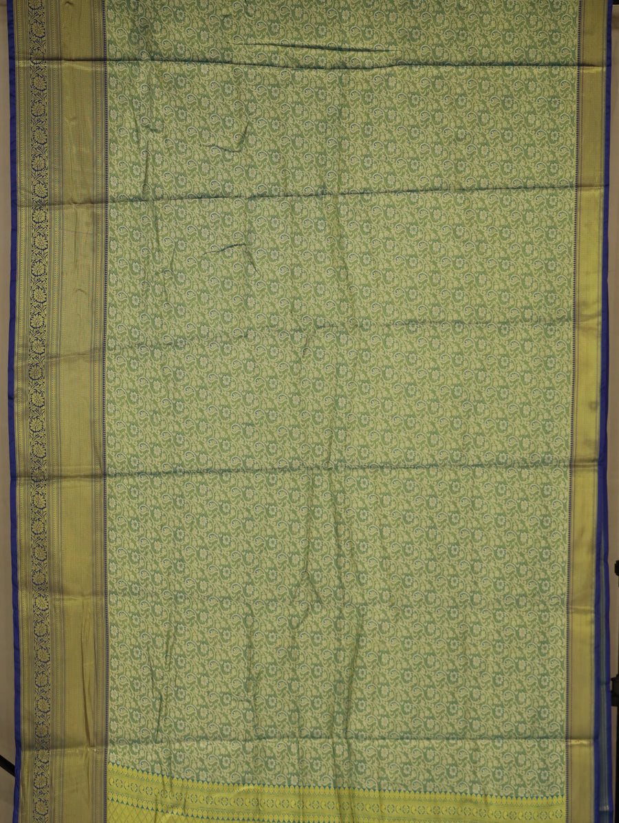 Olive Green Uppada Inspired Semi Silk Saree with Narrow Narrow Contrast Border