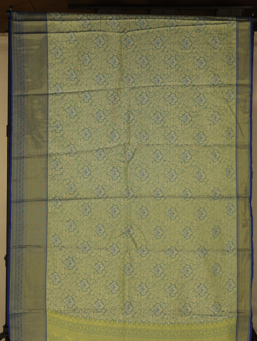 Mint Green Uppada Inspired Semi Silk Saree with Medium Medium Contrast Border
