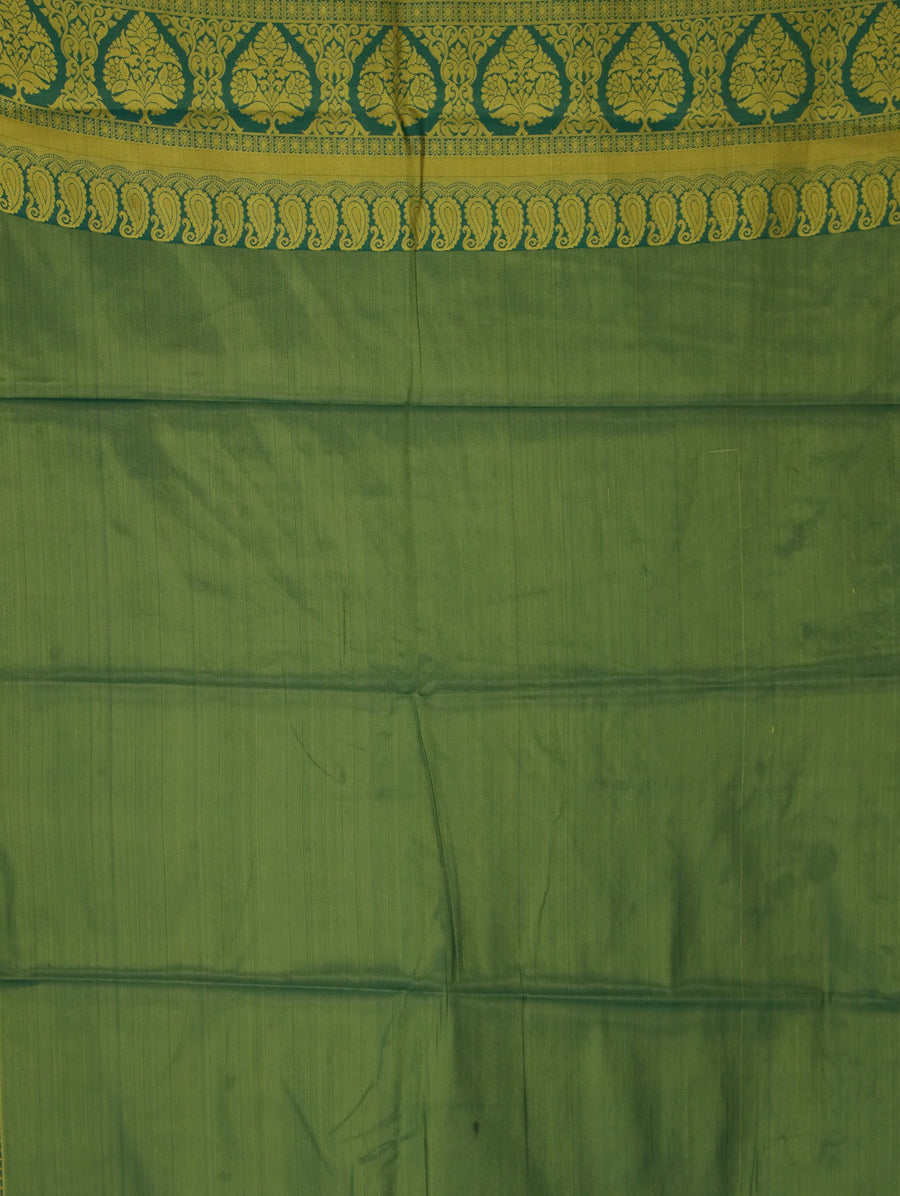 Sage Green Uppada Inspired Semi Silk Saree with Medium Medium Contrast Border