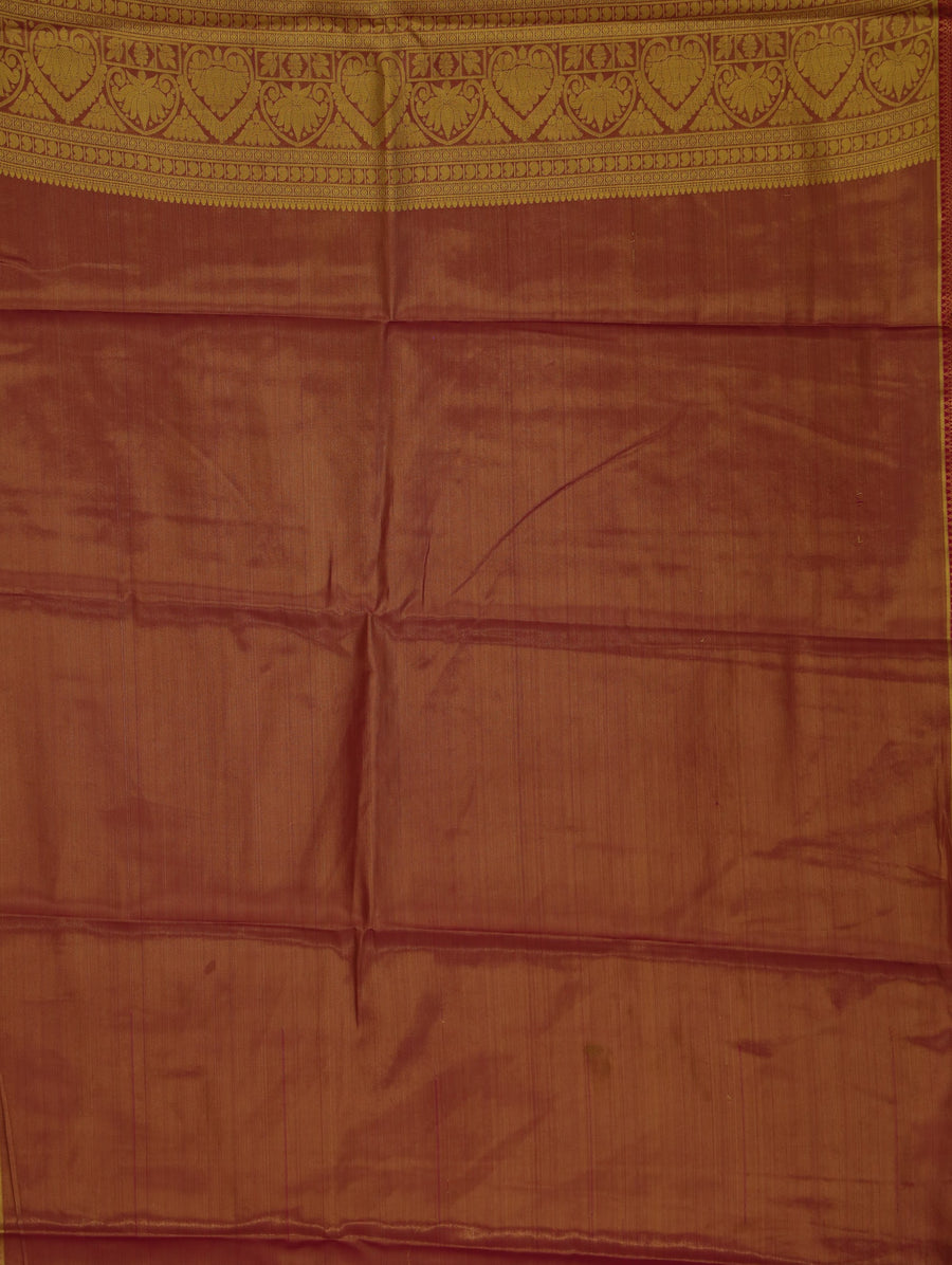 Terracotta Orange Dharmavaram Inspired Semi Silk Saree with Wide Wide Self Border