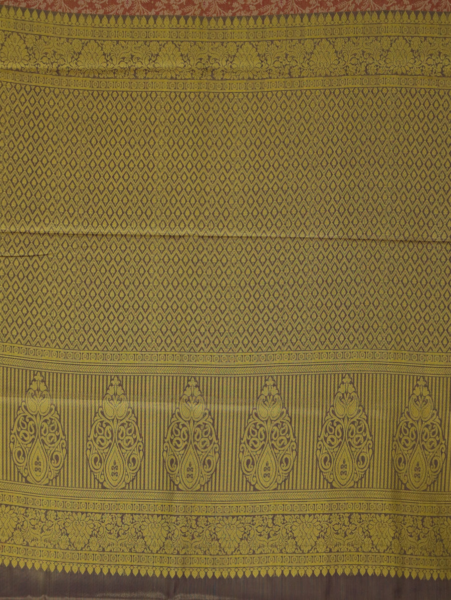Dusty Rose Kanchipuram Inspired Semi Silk Saree with Medium Medium Contrast Border