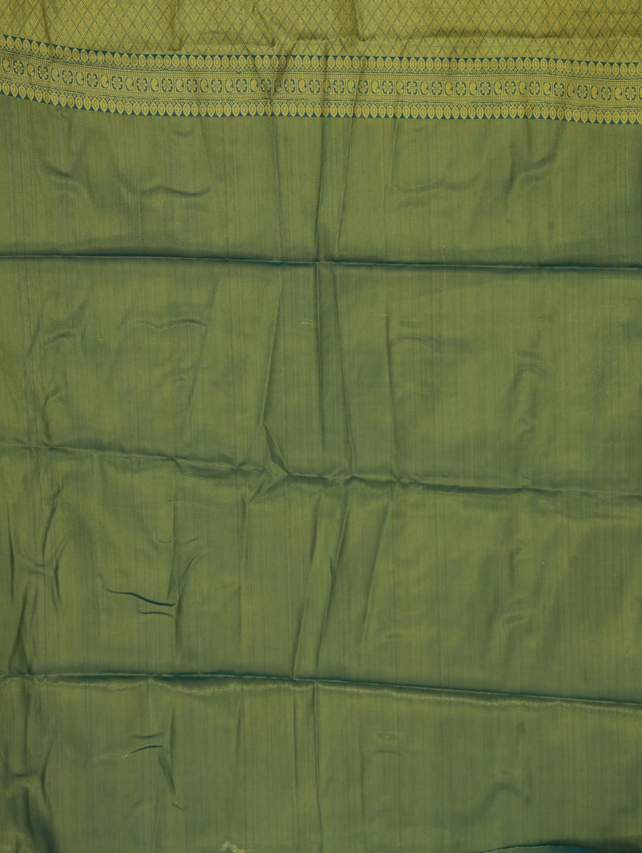 Olive Green Uppada Inspired Semi Silk Saree with Narrow Narrow Contrast Border