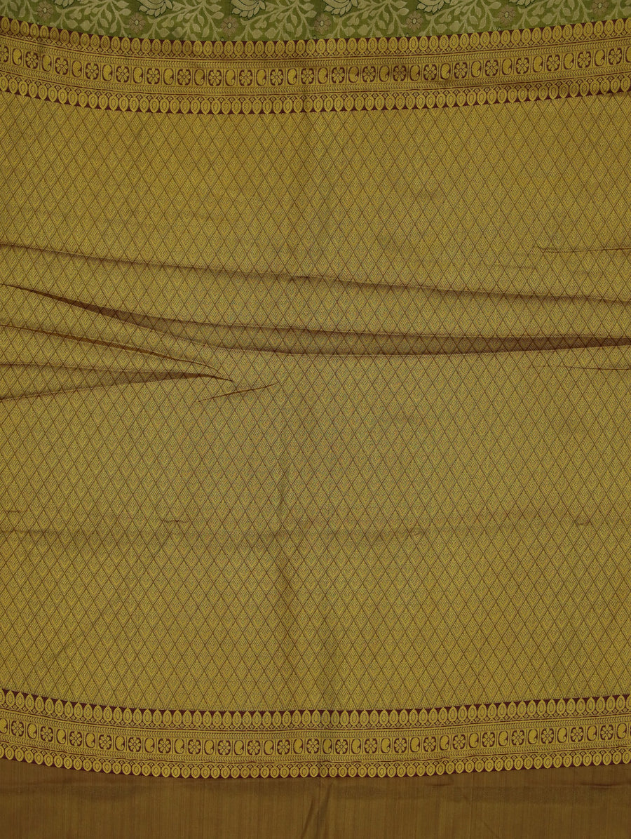 Sage Green Kanchipuram Inspired Semi Silk Saree with Wide Medium Contrast Border
