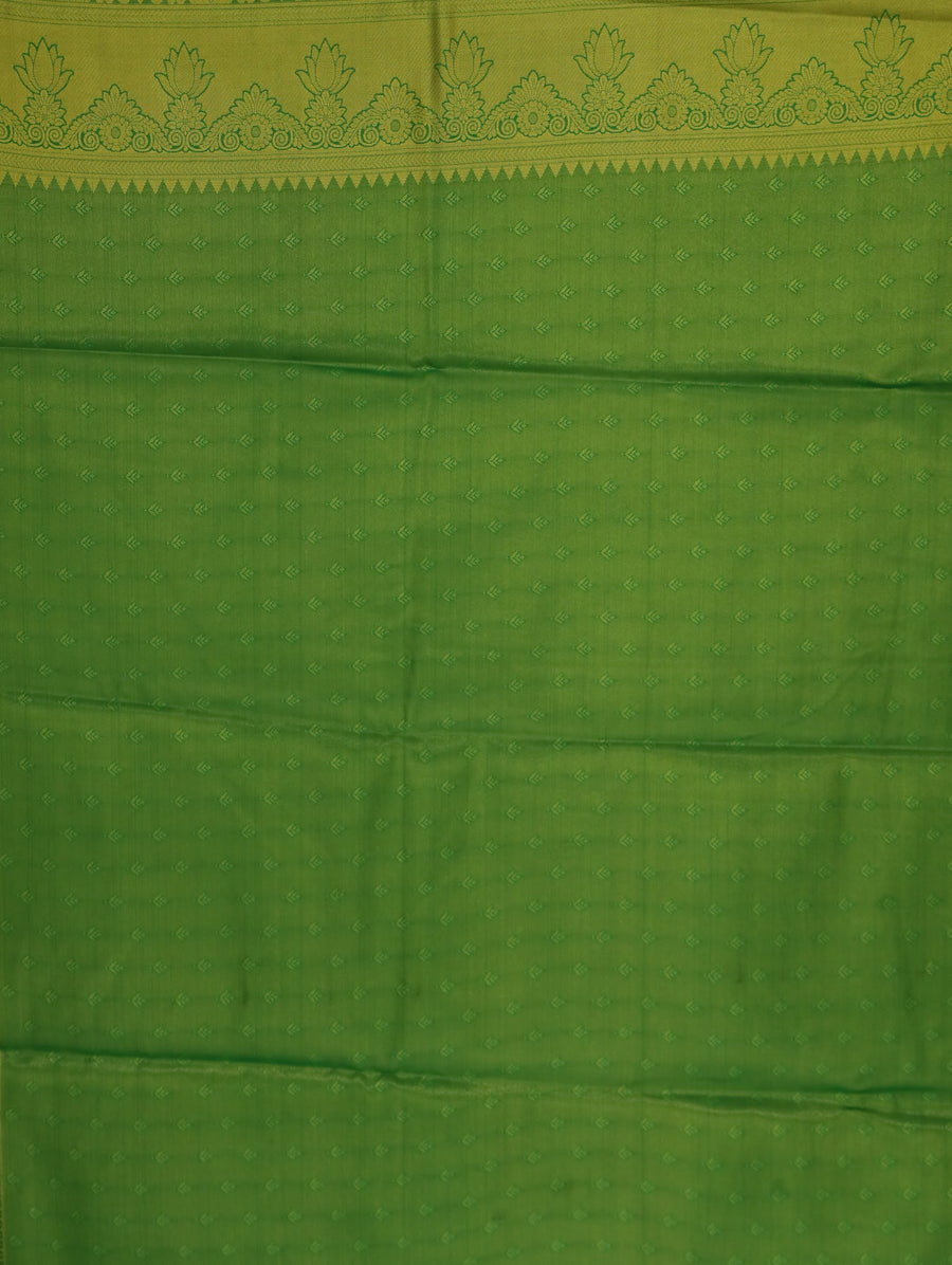 Lime Green Mysore Inspired Semi Silk Saree with Medium Medium Self Border