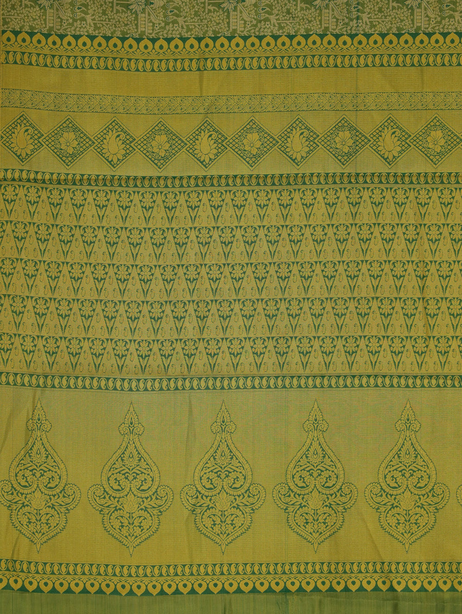 Olive Green Uppada Inspired Semi Silk Saree with Medium Medium Contrast Border