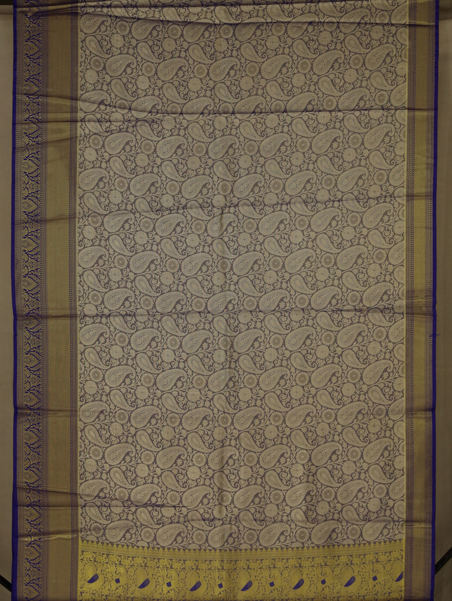 Olive Green Dharmavaram Inspired Semi Silk Saree with Medium Medium Contrast Border