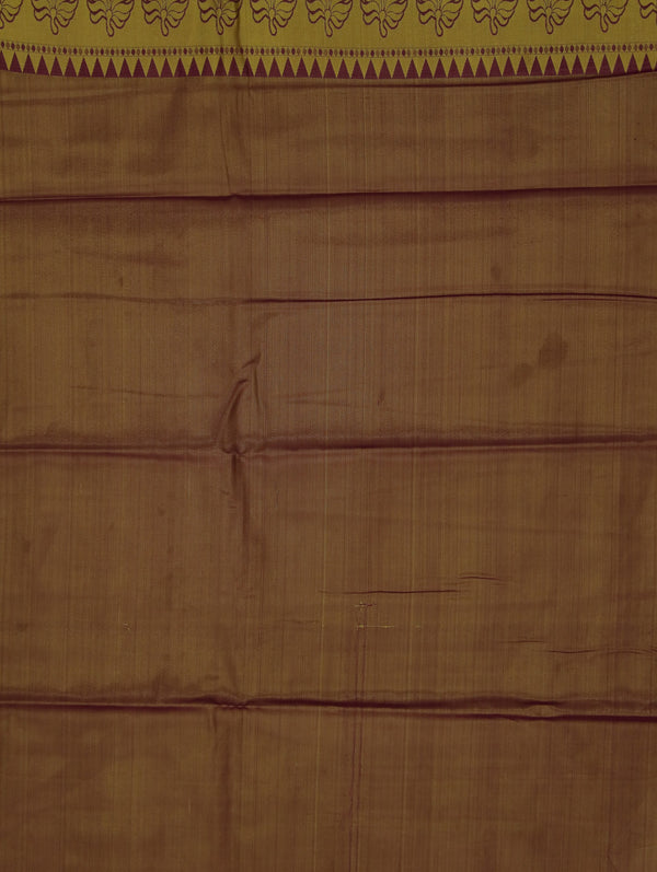 Burnt Orange Dharmavaram Inspired Semi Silk Saree with Wide Wide Contrast Border