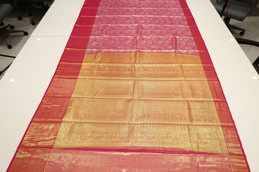 Mustard Gold Dharmavaram Inspired Semi Silk Saree with Wide Contrast Border
