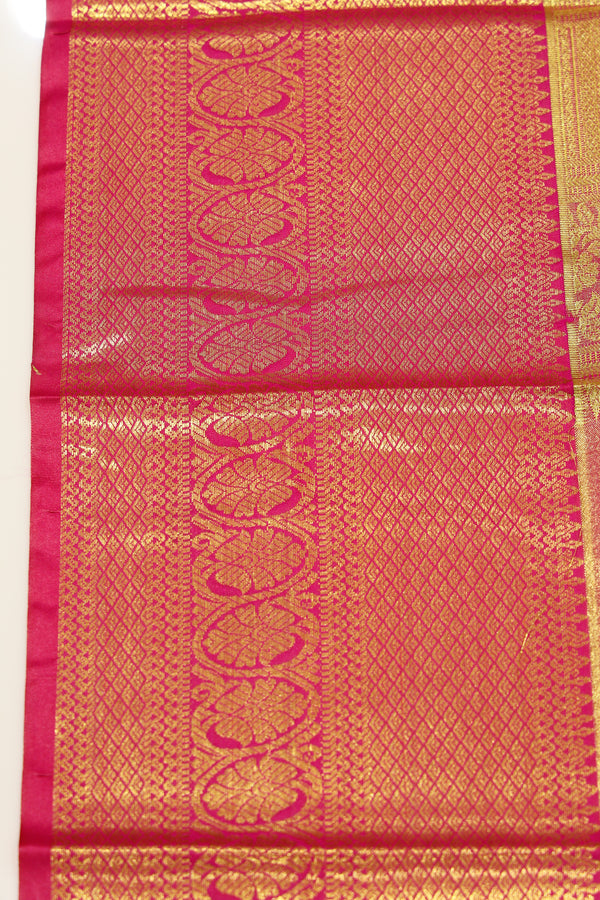 Mustard Gold Dharmavaram Inspired Semi Silk Saree with Wide Contrast Border