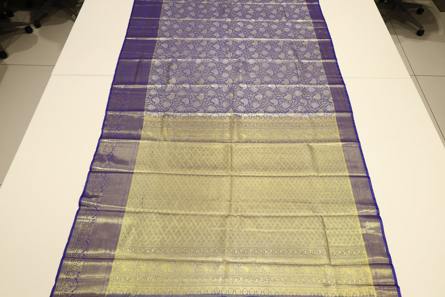 Royal Blue Kanchipuram Inspired Semi Silk Saree with Wide Self Border