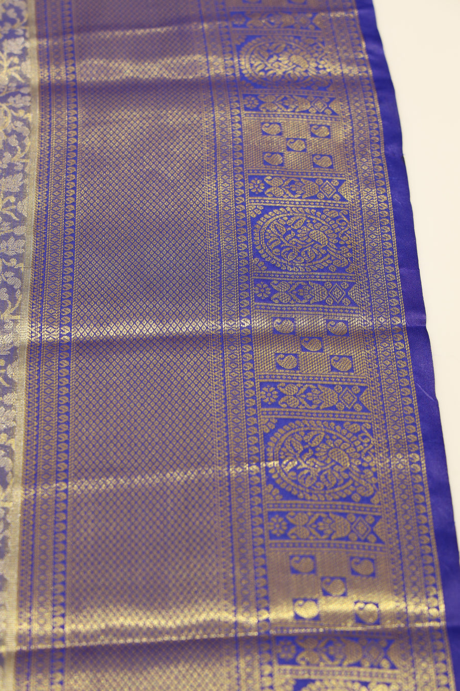 Royal Blue Kanchipuram Inspired Semi Silk Saree with Wide Self Border