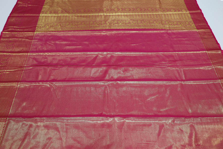 Royal Blue Kanchipuram Inspired Semi Silk Saree with Wide Contrast Border