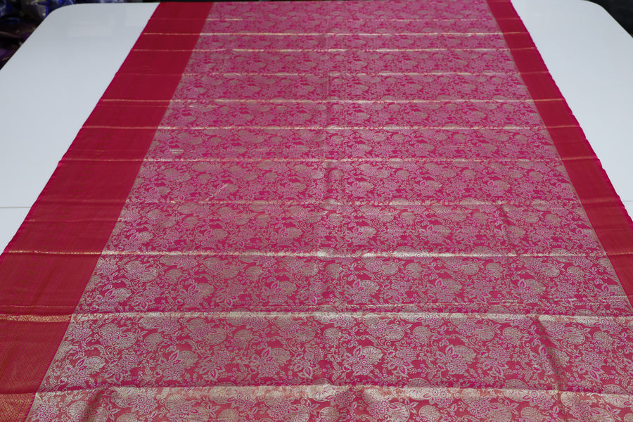 Royal Blue Kanchipuram Inspired Semi Silk Saree with Wide Contrast Border