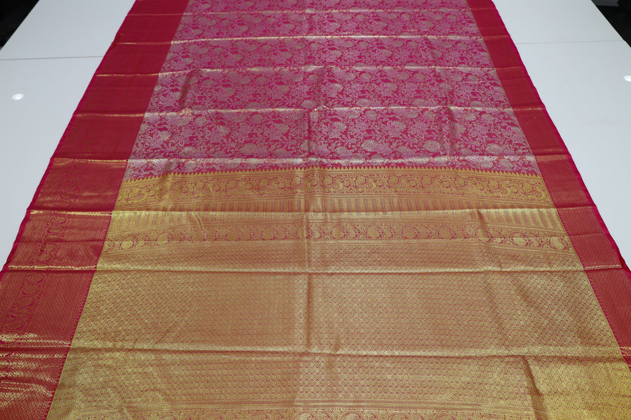 Royal Blue Kanchipuram Inspired Semi Silk Saree with Wide Contrast Border