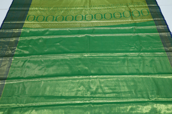 Mustard Gold Kanchipuram Inspired Semi Silk Saree with Wide Contrast Border