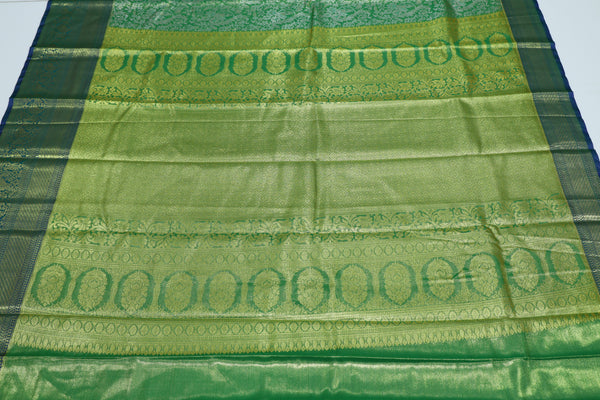 Mustard Gold Kanchipuram Inspired Semi Silk Saree with Wide Contrast Border