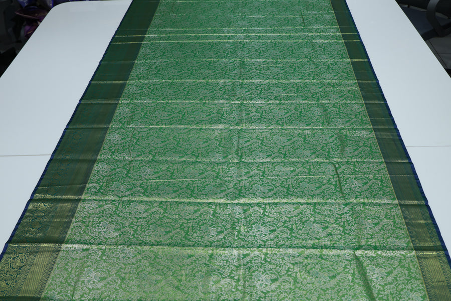 Mustard Gold Kanchipuram Inspired Semi Silk Saree with Wide Contrast Border