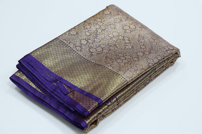 Deep Purple Dharmavaram Inspired Semi Silk Saree with Wide Contrast Border