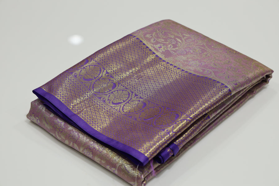 Coral Red Kanchipuram Inspired Semi Silk Saree with Wide Contrast Border