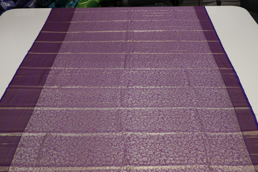 Coral Red Kanchipuram Inspired Semi Silk Saree with Wide Contrast Border