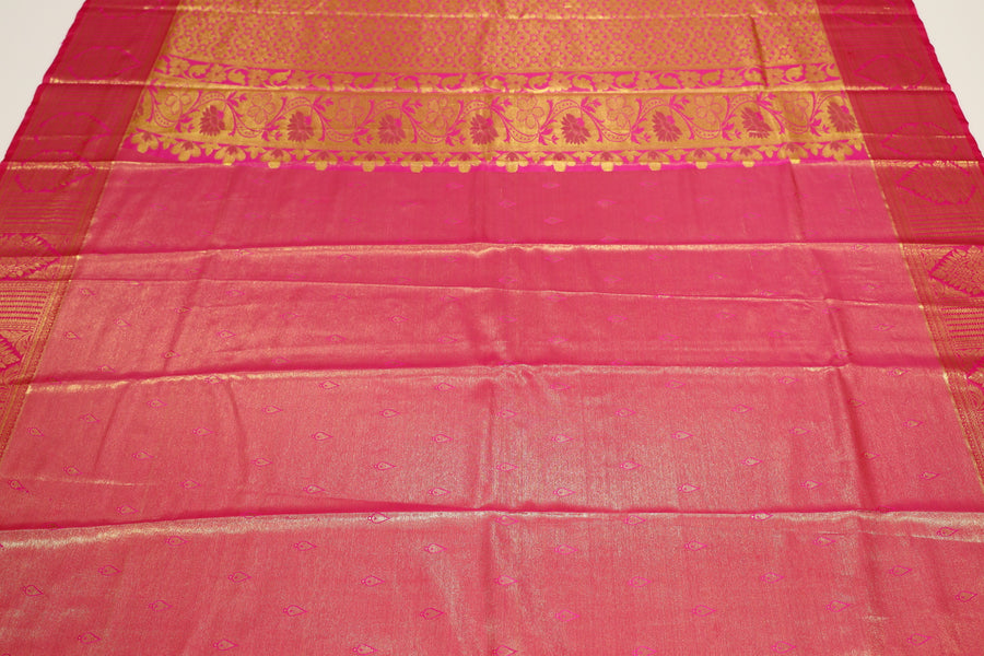 Royal Blue Kanchipuram Inspired Semi Silk Saree with Wide Contrast Border