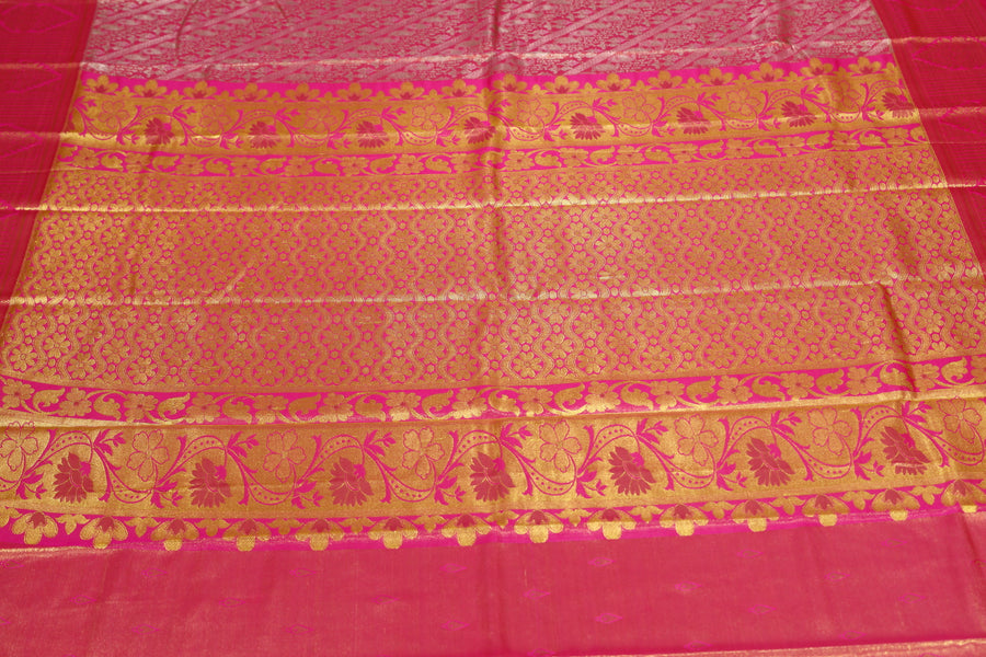 Royal Blue Kanchipuram Inspired Semi Silk Saree with Wide Contrast Border