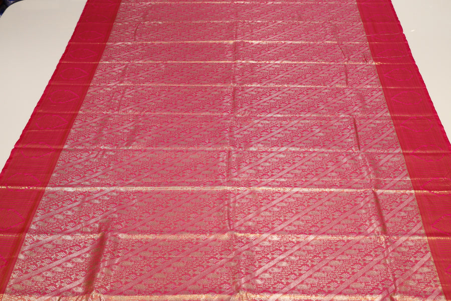 Royal Blue Kanchipuram Inspired Semi Silk Saree with Wide Contrast Border