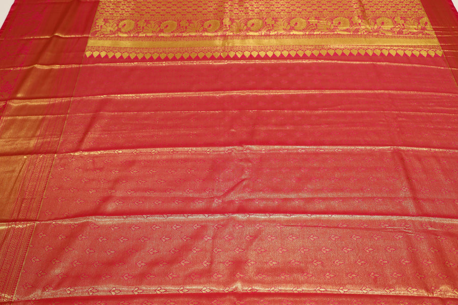 Parrot Green Dharmavaram Inspired Semi Silk Saree with Wide Contrast Border
