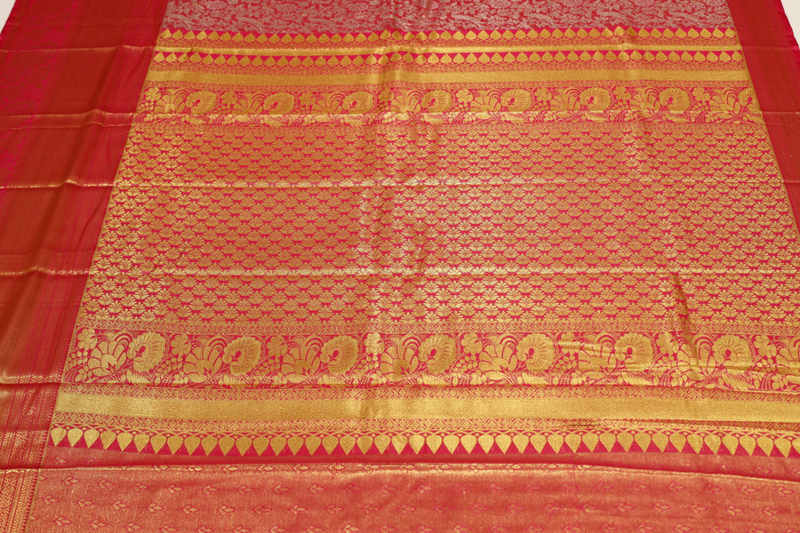 Parrot Green Dharmavaram Inspired Semi Silk Saree with Wide Contrast Border