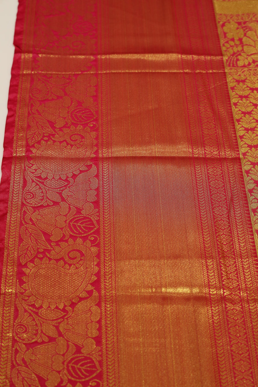 Parrot Green Dharmavaram Inspired Semi Silk Saree with Wide Contrast Border