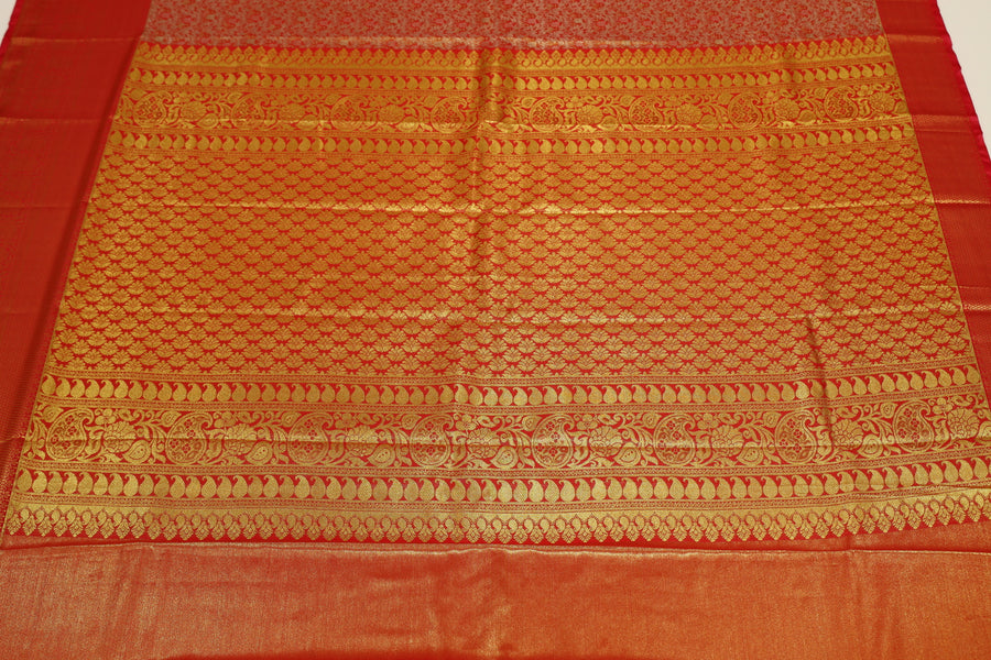 Pink Gold Kanchipuram Inspired Semi Silk Saree with Wide Contrast Border