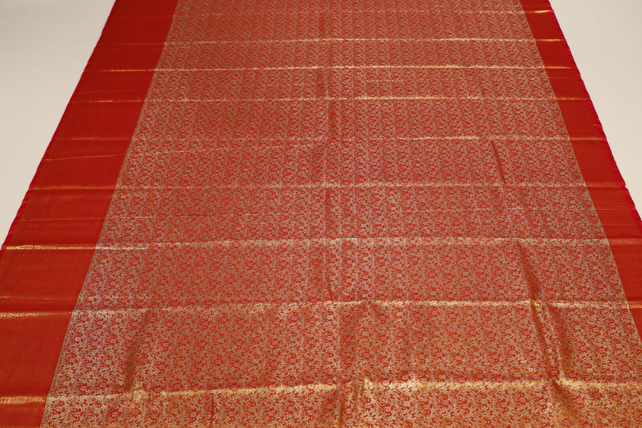 Pink Gold Kanchipuram Inspired Semi Silk Saree with Wide Contrast Border