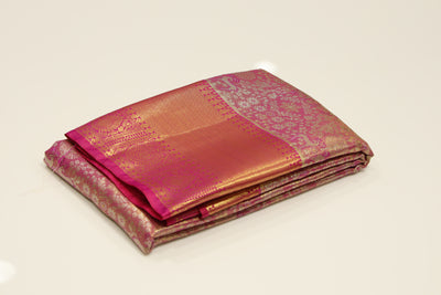 Emerald Green Gadwal Inspired Semi Silk Saree with Wide Contrast Border