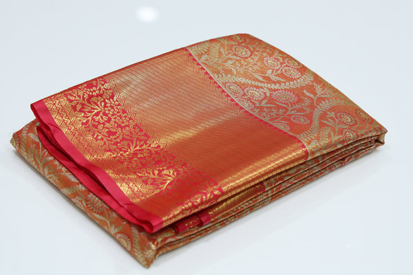 Magenta Dharmavaram Inspired Semi Silk Saree with Wide Contrast Border
