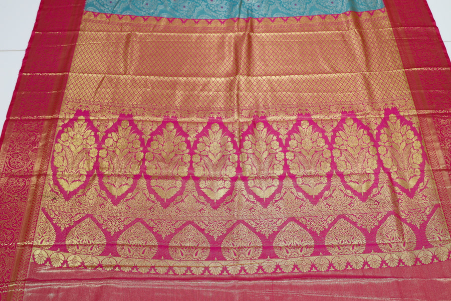 Royal Purple Kanchipuram Inspired Semi Silk Saree with Wide Contrast Border