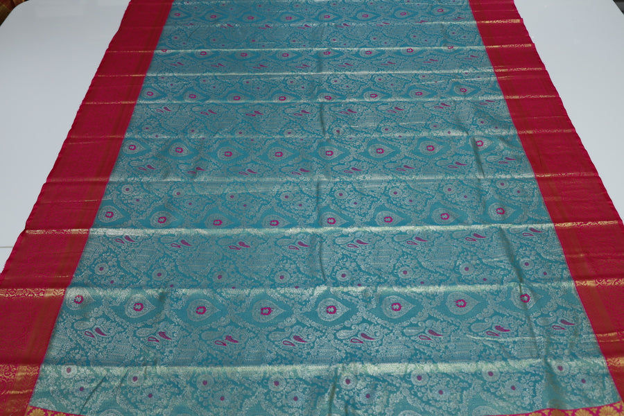 Royal Purple Kanchipuram Inspired Semi Silk Saree with Wide Contrast Border