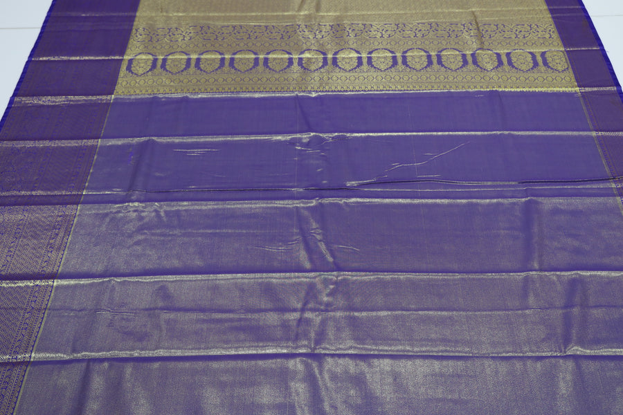 Lime Green Kanchipuram Inspired Semi Silk Saree with Wide Contrast Border