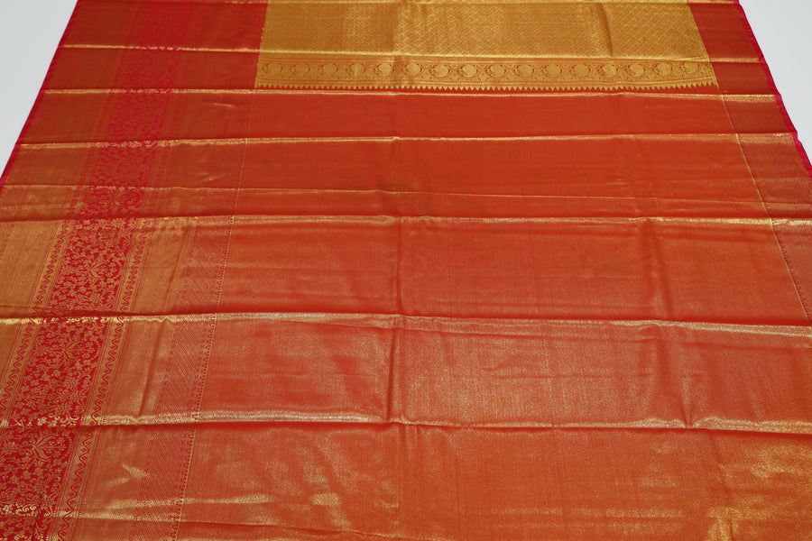 Lavender Gold Dharmavaram Inspired Semi Silk Saree with Wide Contrast Border