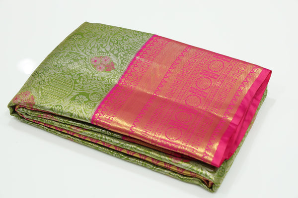 Olive Green Uppada Inspired Semi Silk Saree with Small Self Border