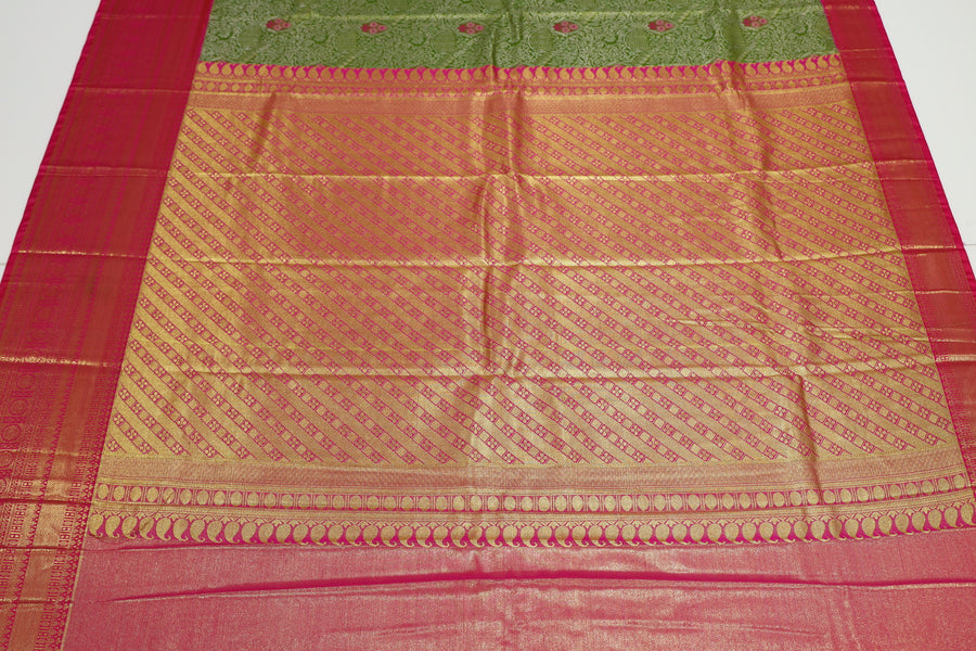 Olive Green Uppada Inspired Semi Silk Saree with Small Self Border