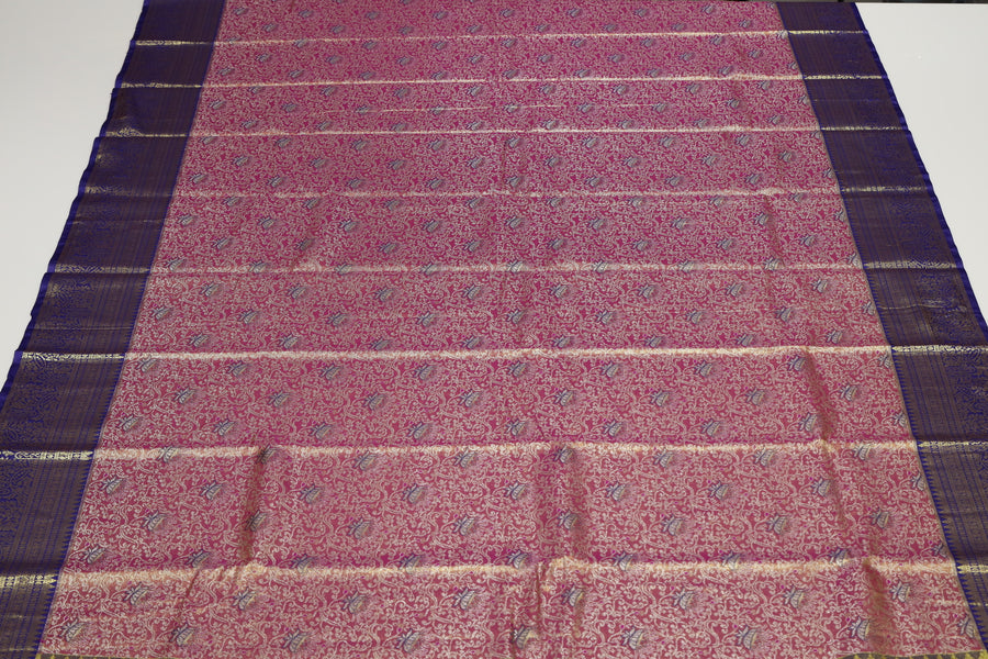 Parrot Green Dharmavaram Inspired Semi Silk Saree with Wide Contrast Border