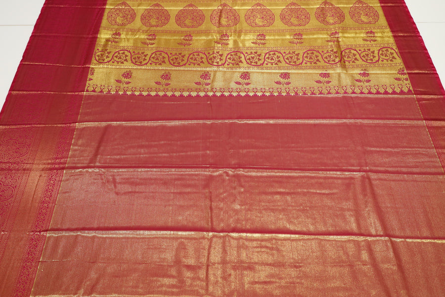 Pink Kanchipuram Inspired Semi Silk Saree with Wide Contrast Border