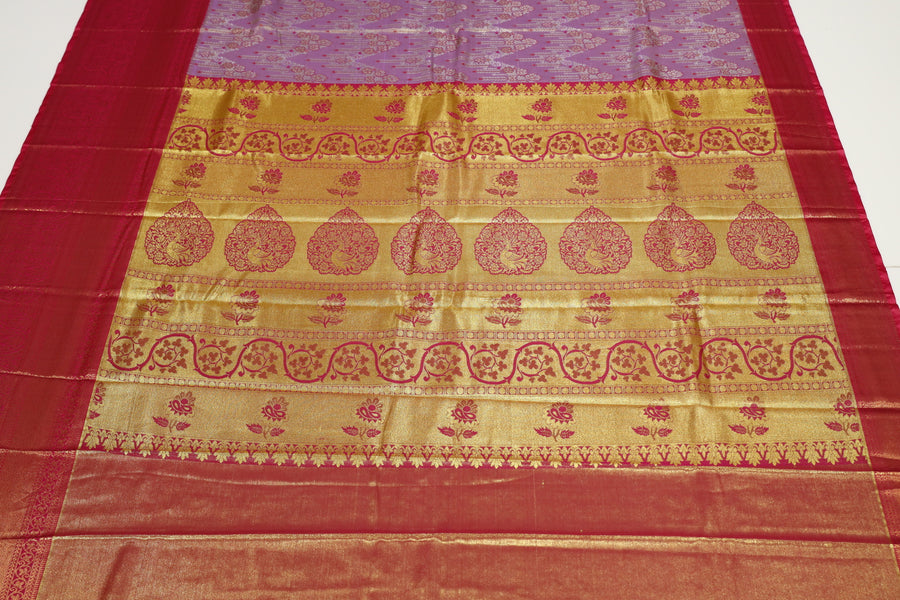 Pink Kanchipuram Inspired Semi Silk Saree with Wide Contrast Border