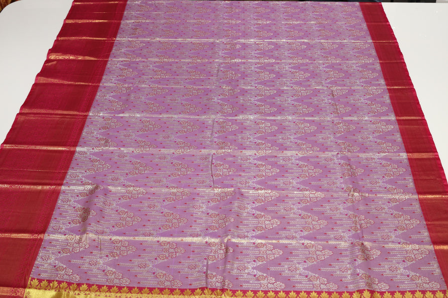 Pink Kanchipuram Inspired Semi Silk Saree with Wide Contrast Border