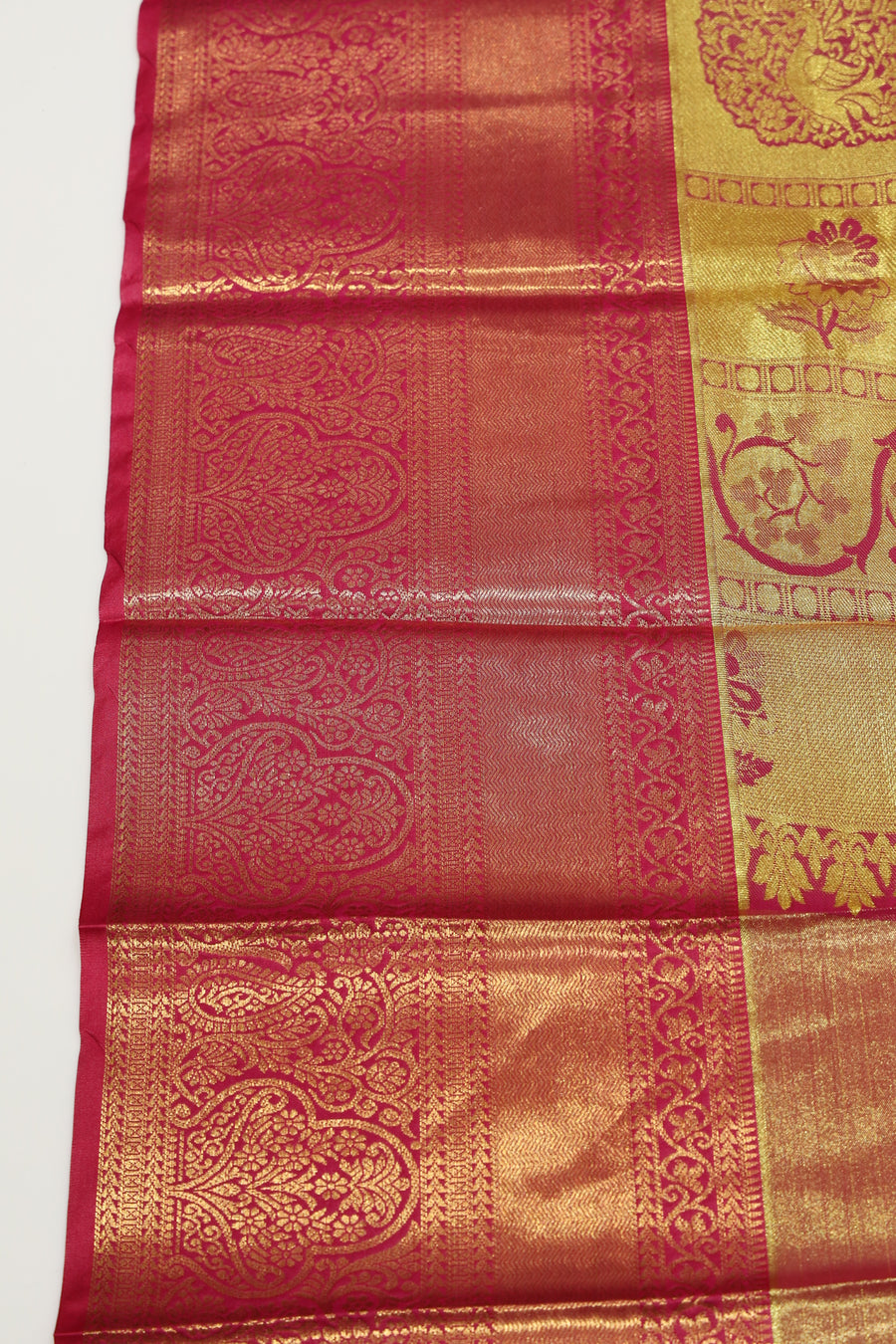 Pink Kanchipuram Inspired Semi Silk Saree with Wide Contrast Border