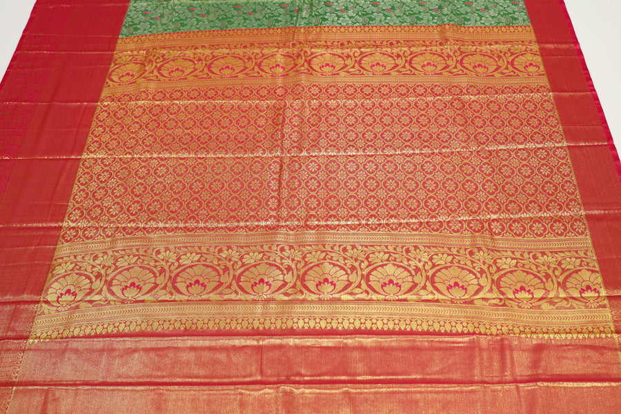 Aqua Blue Gadwal Inspired Semi Silk Saree with Wide Contrast Border