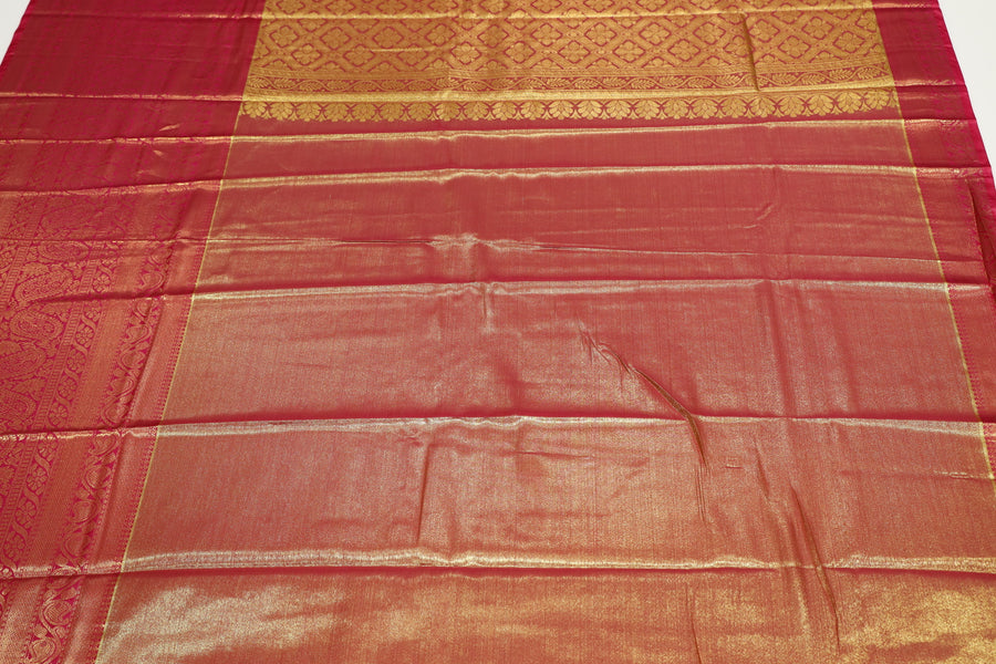 Rani Pink Dharmavaram Inspired Semi Silk Saree with Wide Contrast Border