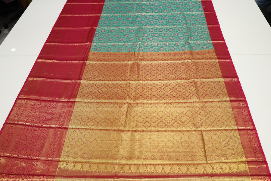 Rani Pink Dharmavaram Inspired Semi Silk Saree with Wide Contrast Border