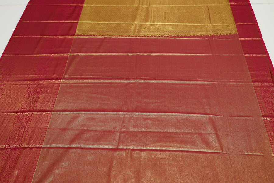 Mustard Gold Dharmavaram Inspired Semi Silk Saree with Wide Contrast Border