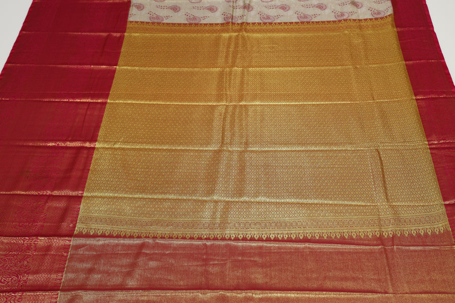 Mustard Gold Dharmavaram Inspired Semi Silk Saree with Wide Contrast Border
